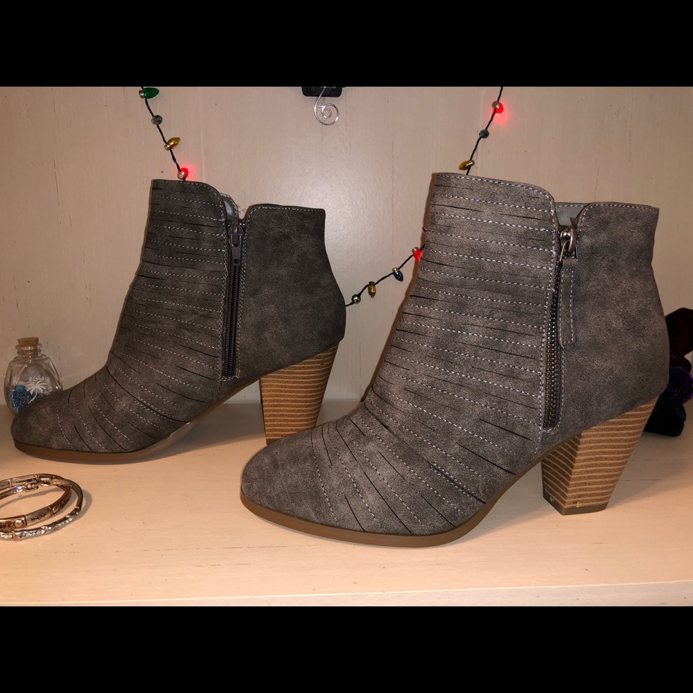 JustFab grey suede booties